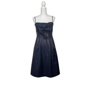 Gal Meets Glam Size 12 Lucille Blue Sparkle Starry Night Bow Front Formal Dress